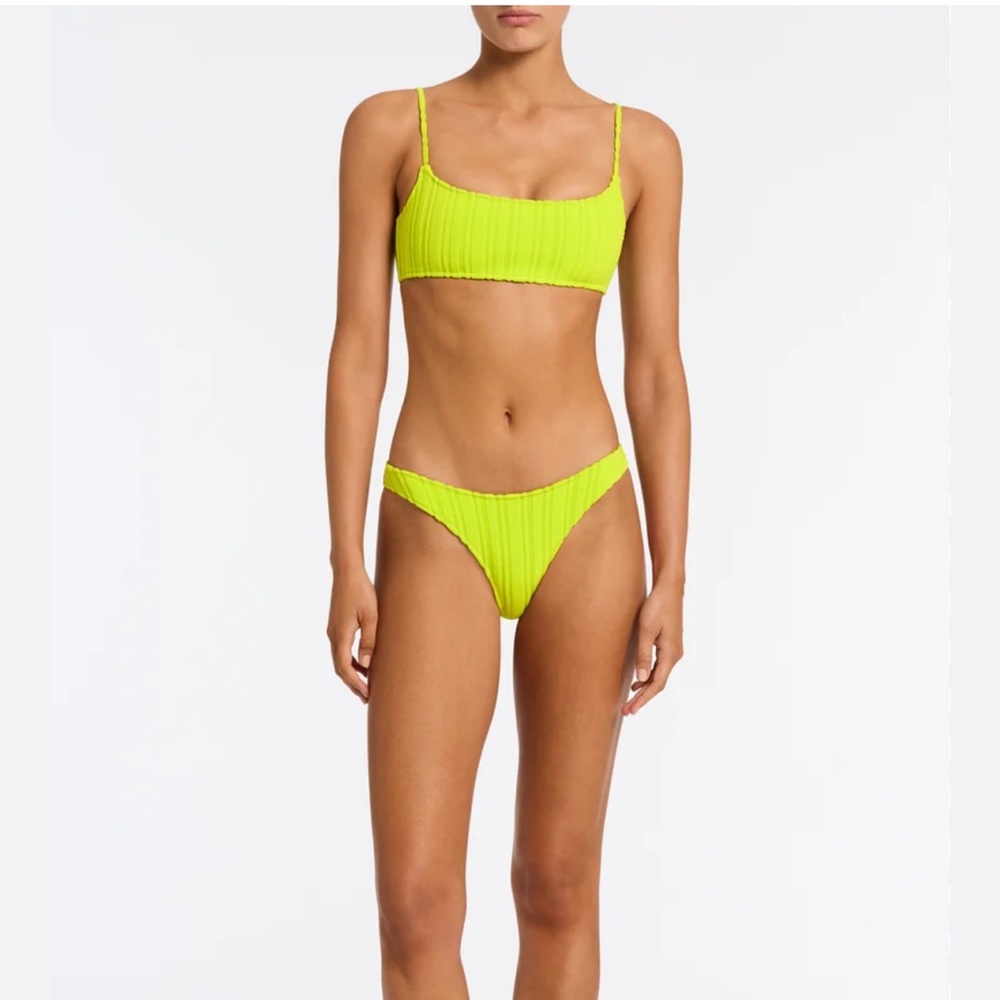 Neon green triangl terry bathing suit